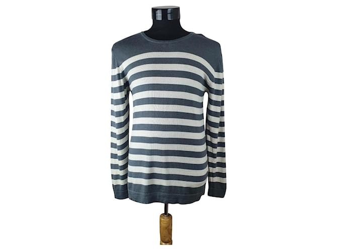 Mads Norgaard Wollpullover Grau Weiß 