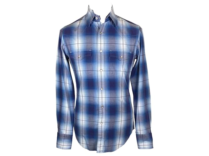 Tom Ford shirt in blue and white checked cotton  ref.405158