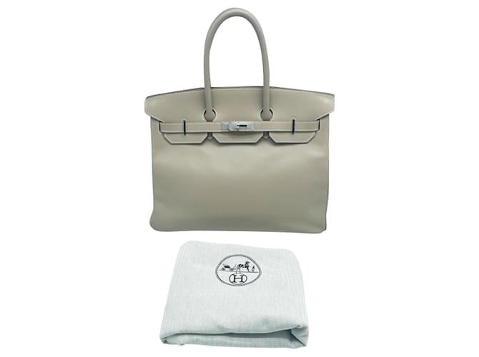 Birkin Hermès Handbags Grey Leather  ref.405197