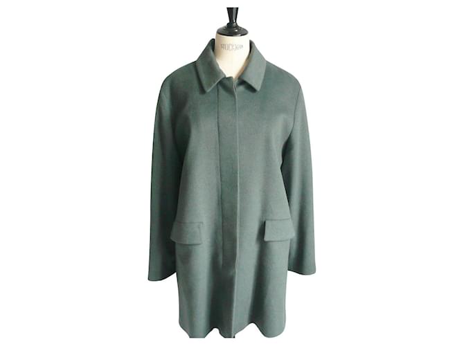 REGINA RUBENS Green coat cashmere touch superb T42/44 Dark green Polyester  ref.405247