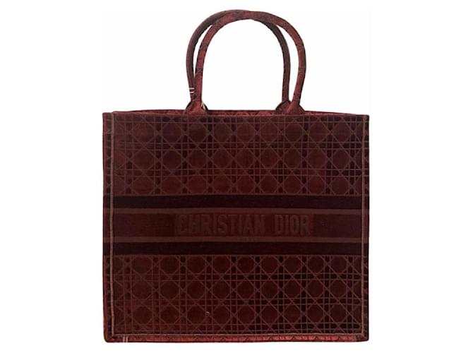 Christian Dior Book Tote Velours Bordeaux  ref.405463