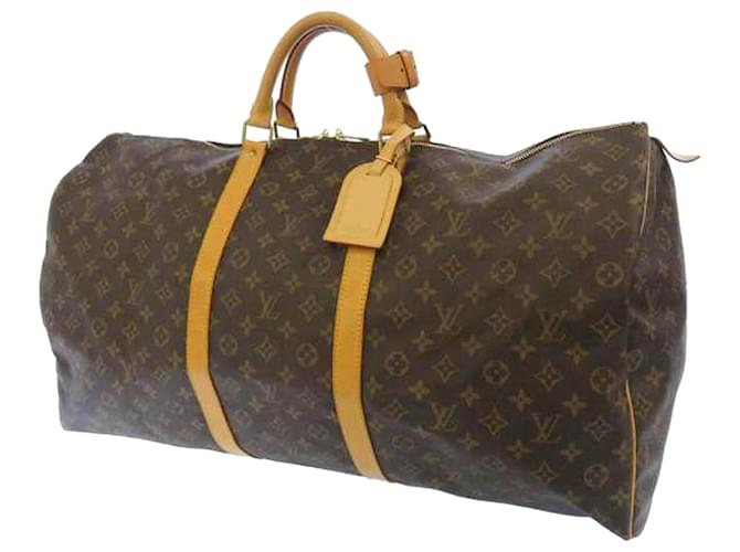 Louis Vuitton Brown Monogram Keepall 60 Leather Cloth  ref.405557