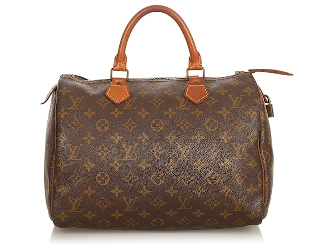 Louis Vuitton Brown Monogram Speedy 30 Leather Cloth  ref.405587