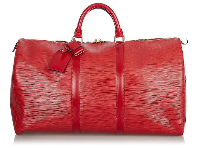 Louis Vuitton Red Epi Keepall 50 Roja Cuero  ref.405630