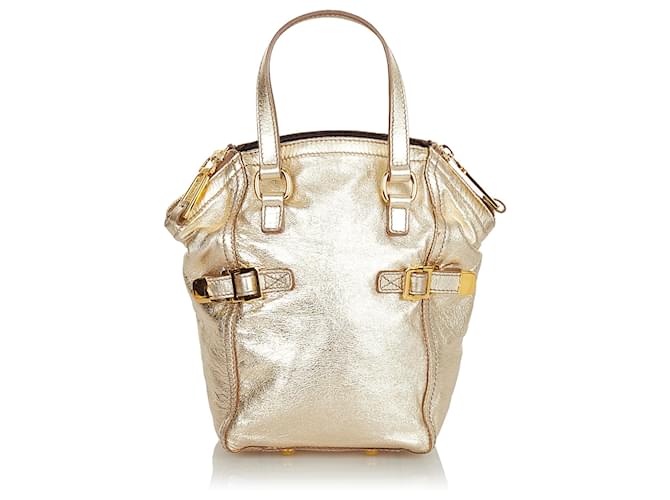 Yves Saint Laurent Bolso de mano YSL Gold Mini Downtown de cuero metalizado  Dorado Becerro ref.405759 - Joli Closet