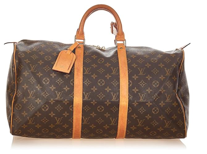 Louis Vuitton Brown Monogram Keepall 50 Leather Cloth  ref.405823