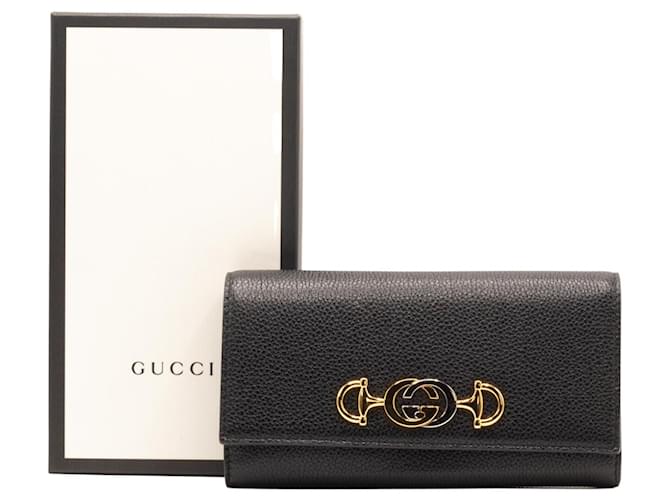 Portefeuille femme Gucci Zumi Posillipo en cuir noir 573612  ref.405870