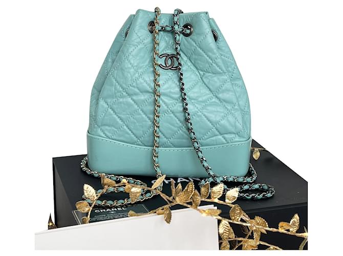 Chanel Super RARE Gabrielle Backpack Turquoise Leather ref.406086