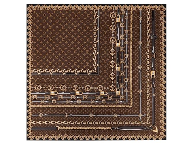 Louis Vuitton Le foulard en soie Monogram Forever Marron foncé  ref.406220