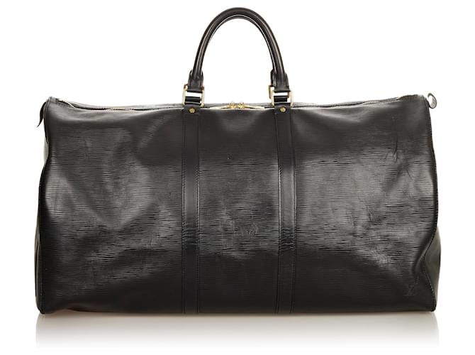 Louis Vuitton Black Epi Keepall 55 Cuir Noir  ref.406278