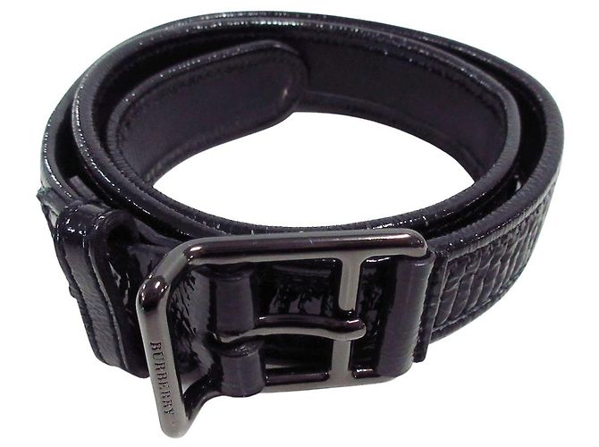 Burberry Gürtel Schwarz Lackleder