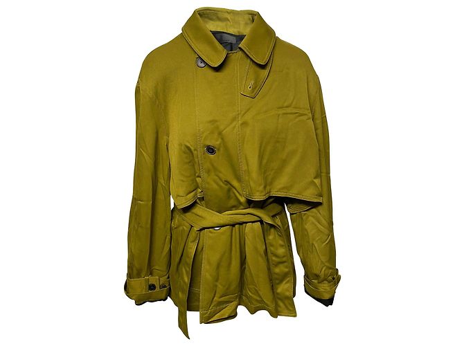 Haider Ackermann Trenchcoat mit Bindegürtel in Grüner Viskose