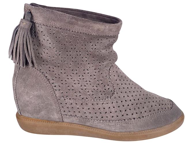 Isabel Marant Velvet Stainer Basket Boots in Grey Suede  ref.406684