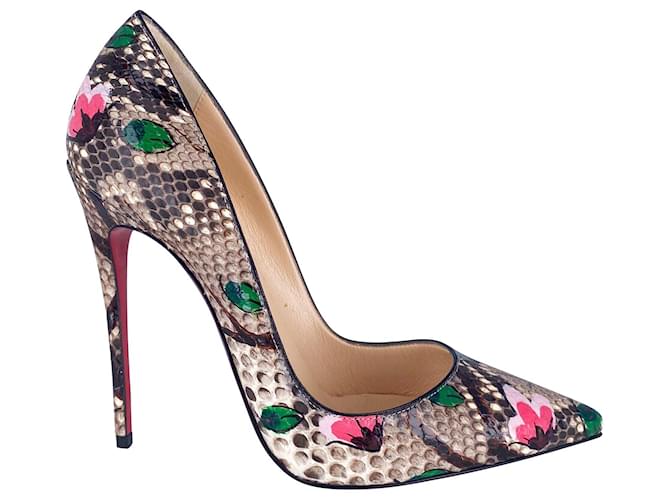 Louis Vuitton Christian Louboutin So Kate 120 Phyton Flower Heels in Multicolor Leather Multiple colors  ref.406689