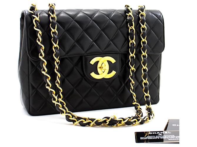 Chanel Jumbo 11 Large Chain Shoulder Bag Flap Black Lambskin Leather  ref.406988 - Joli Closet
