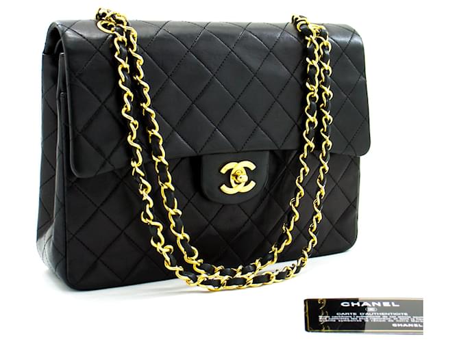 Chanel 2.55 lined Flap Square Chain Shoulder Bag Black Lambskin Leather  ref.406989