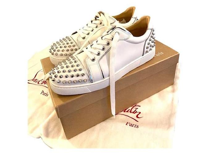 Christian Louboutin Sneakers Silvery White Leather  ref.407056