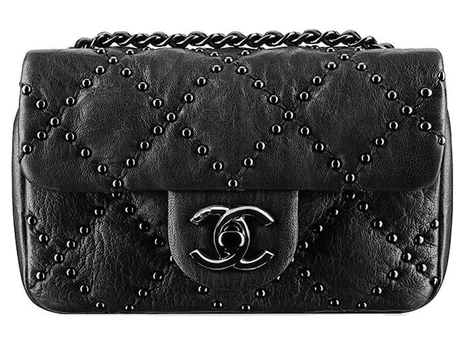 Chanel Mini Paris - Dallas Limited Edition Studded Flap Bag Black Leather  ref.407058