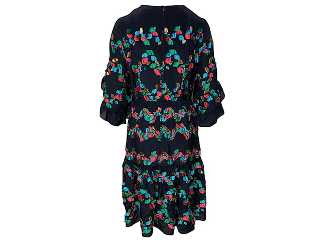 Peter Pilotto Embroidered Dress in Black Silk  ref.407094