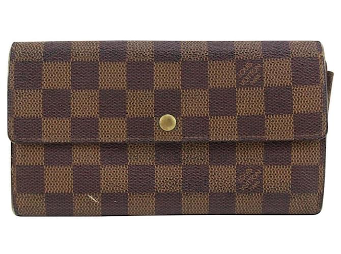 Vuitton Damier Ebene Porte Tresor Wallet Leather ref.407168 - Joli Closet