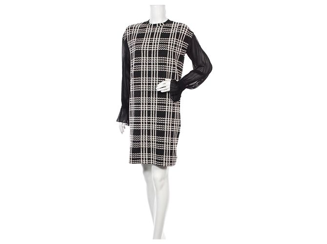 Vestido Akris Punto preto e branco algodão viscose