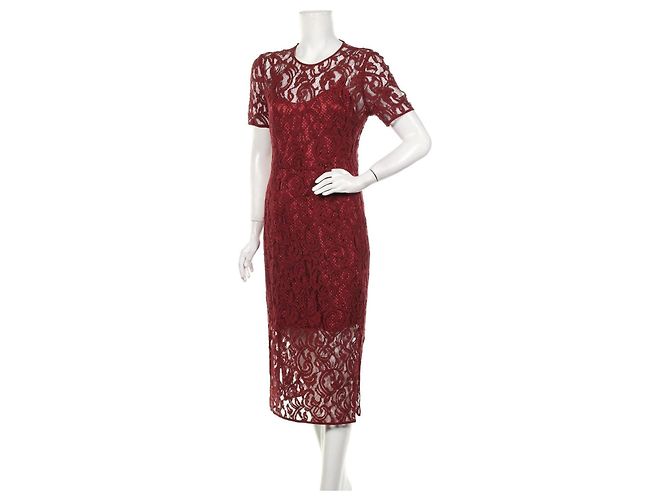 Baum und Pferdgarten Spitzenkleid Rot