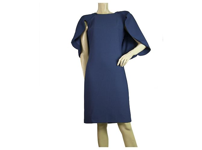 Autre Marque Vrettos Vrettakos Blaues knielanges ärmelloses Cape-Kleid