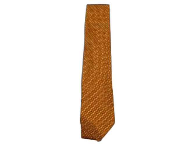 Hermès Hermes Krawatte, neu mit Box und Overbox Orange Seide  ref.407373