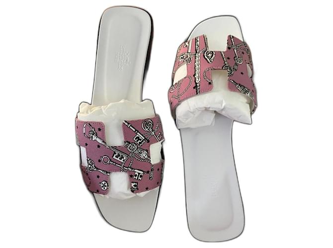Hermès Oran sandals Pink Cloth  ref.407442