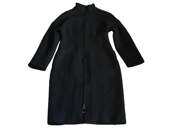 Manteau Fendi en laine à bords bruts Bleu Marine  ref.407629