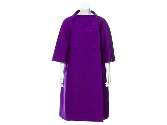 Christian Dior DIOR Purple coat Silk Wool  ref.407760