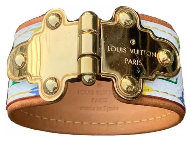 Louis Vuitton Armbänder Weiß Leder Leinwand  ref.407764