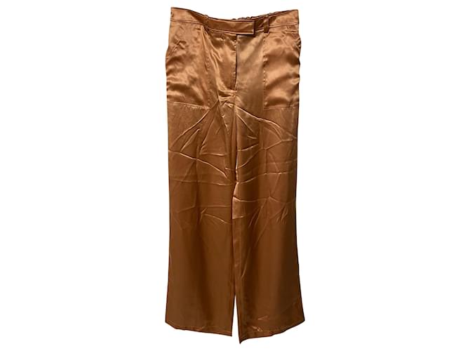 Calças de perna larga Tom Ford em seda dourada Laranja  ref.407773