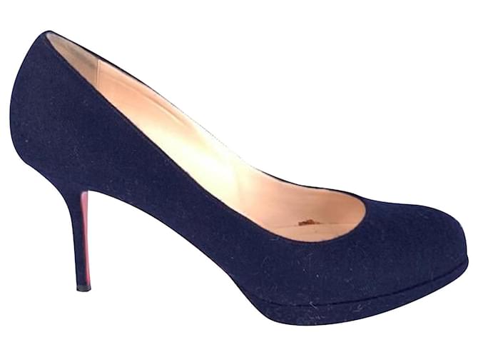 Christian Louboutin Pro Rata 90 Pumps in Navy Flannel Leather Navy blue  ref.407825