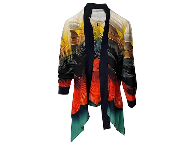 Mary Katrantzou Flight Feather Print Blouse in Multicolor Silk  Multiple colors  ref.407829