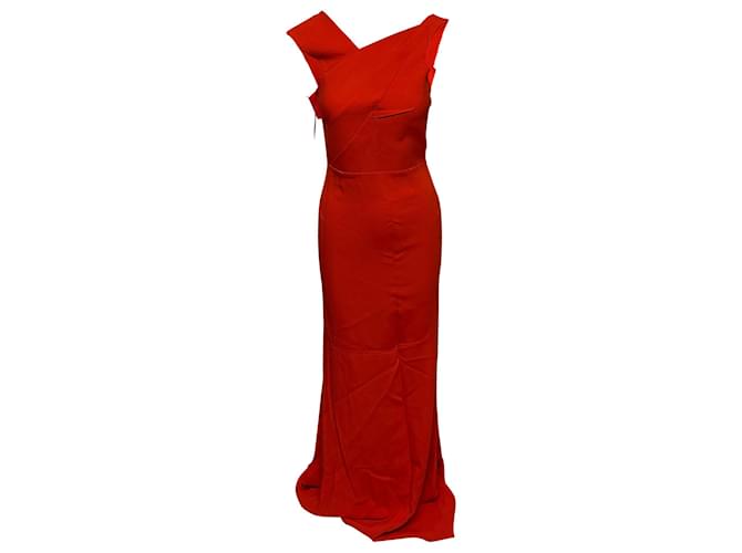 Roland Mouret Roand Mouret Asymmetric Neckline Gown in Orange Viscose Cellulose fibre  ref.407833