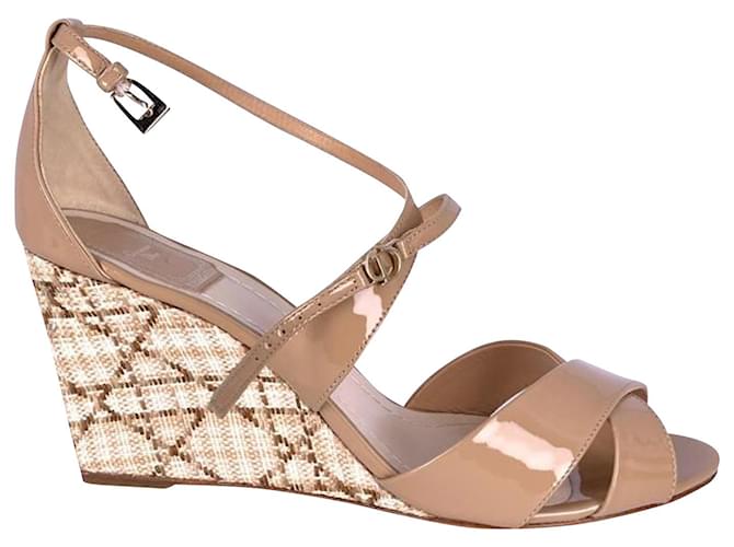 Christian Dior Escapade con zeppa in pelle beige ref.407834 - Joli Closet