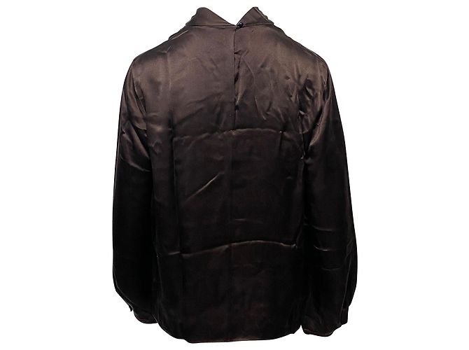 Vince – Bluse mit Drehkragen aus brauner Seide