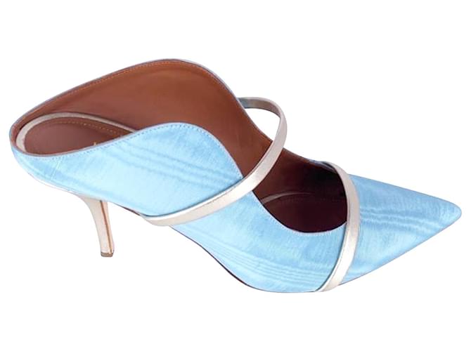 Autre Marque Malone Souliers Maureen 70mm Heels in Blue Silk  ref.407871