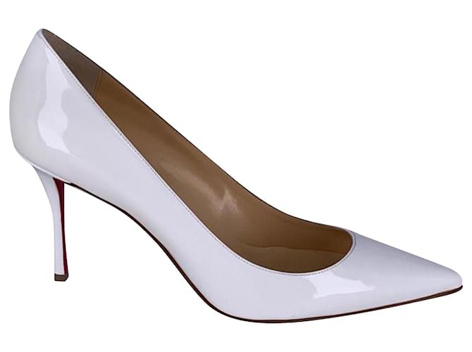 Christian Louboutin Decoltish Pumps 85 in white patent leather  ref.407872