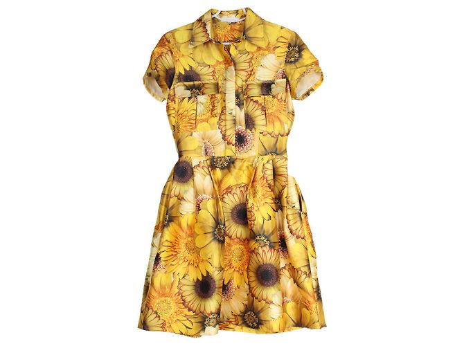 Autre Marque Naeem Khan Kleid mit Sonnenblumen. Gelb