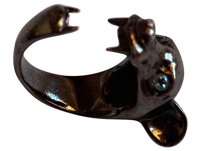 Autre Marque Violet Darkling Ring Schwarz Rhodiniert Blauer Topas