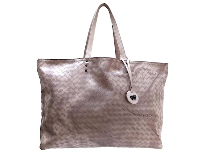 Bottega Veneta Pink Intrecciolusion Nylon Tote Bag Leather Pony