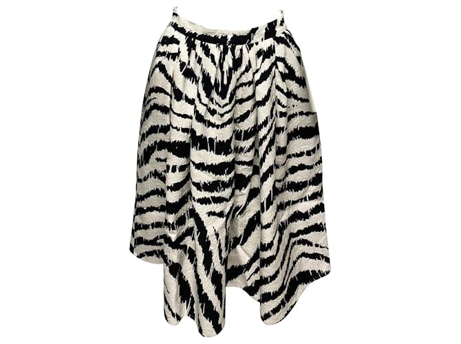 MSGM Zebra Print Midi Skirt in Black and White Viscose Cellulose fibre  ref.408147