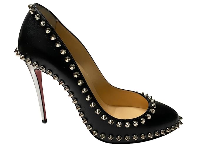 Shop Christian Louboutin Spikoo Spiked PVC & Metallic Leather Ankle-Strap  Pumps | Saks Fifth Avenue
