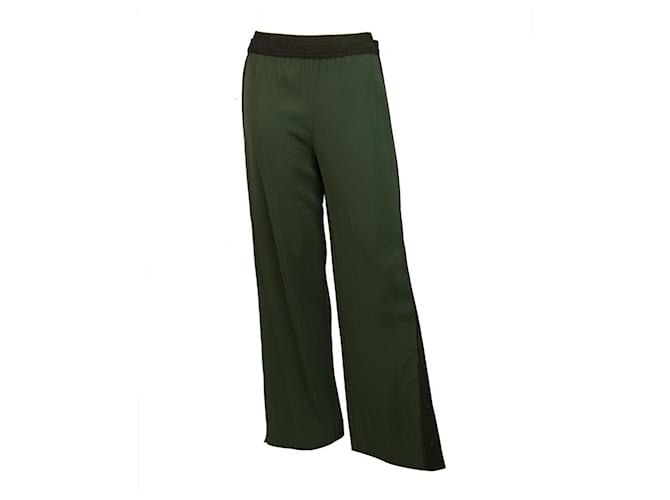Karl Lagerfeld pantalones de chándal verdes con logo lateral y botones a presión - sz 38 Verde oscuro Viscosa  ref.408217