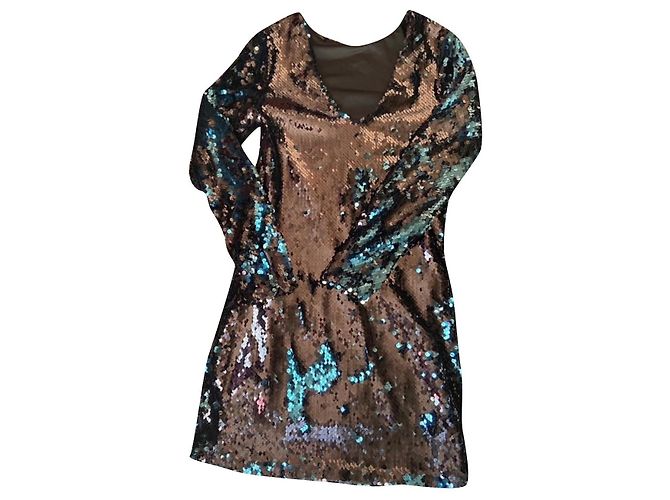 Vestido Zara de Strass Negros con Reflejo Verde