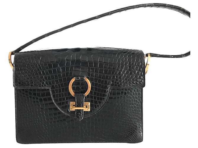 Autre Marque Handbag Black Gold hardware Exotic leather  ref.408270