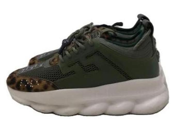 Versace Chain Reaction Sneakers Leopard Green Sneakers