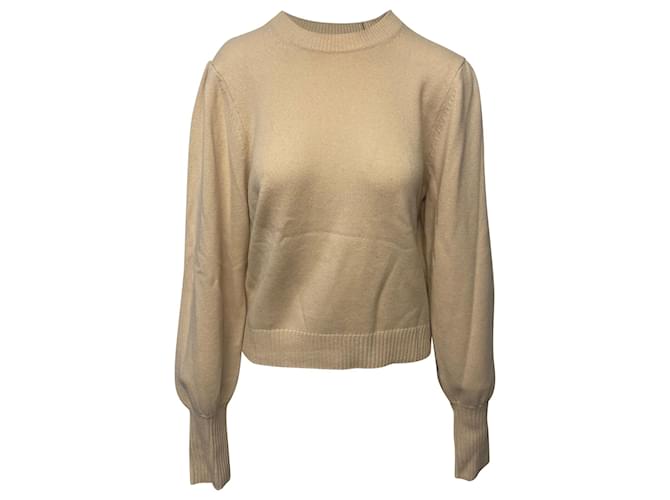 Chloé Embroidered Ribbed Sweater in Cream Cashmere White Wool  ref.408434